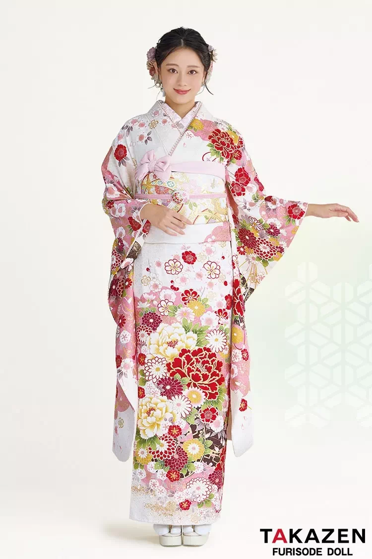 正統派古典柄のはんなりカワイイ白ピンク振袖