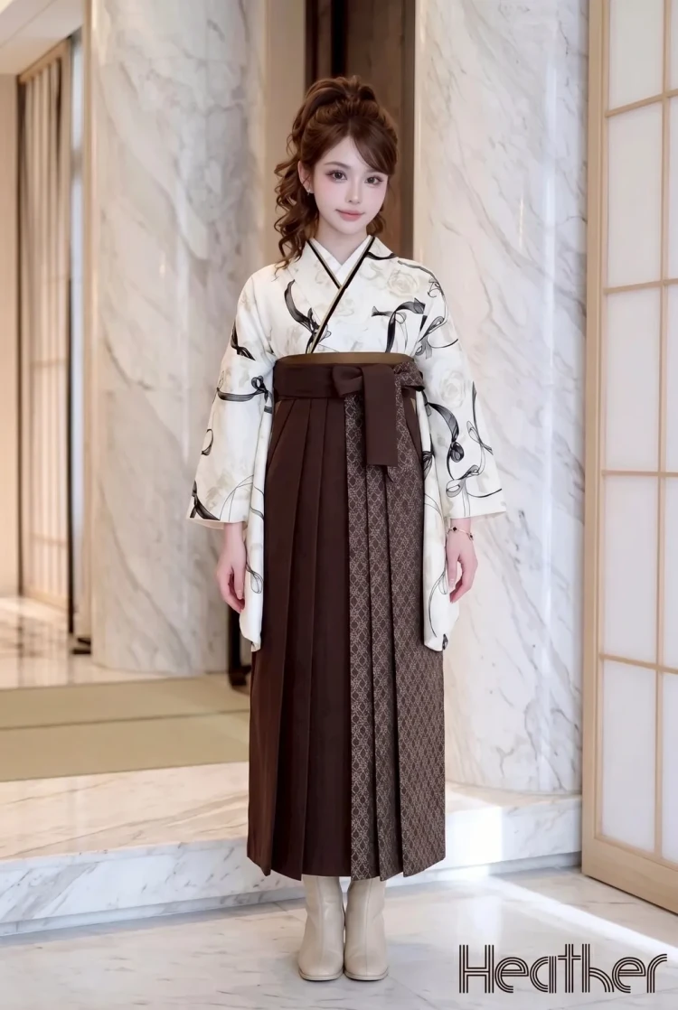 ブラウン袴のシックで上品なコーディネート