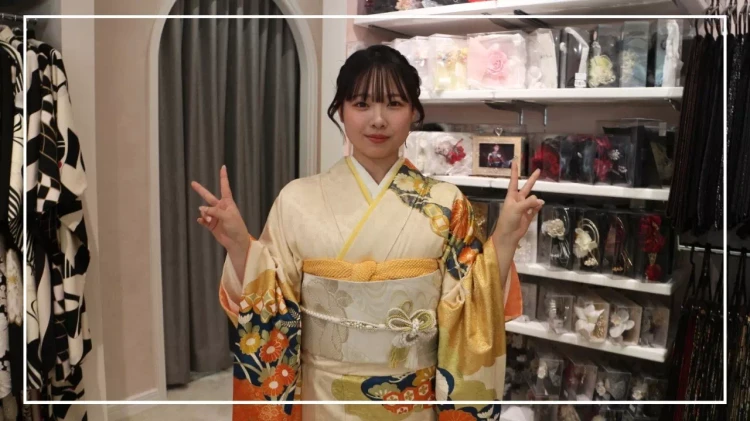 TAKAZEN神戸店の前撮り撮影会に参加された2027年成人式の華やかオレンジ古典柄お振袖のお嬢様のご紹介