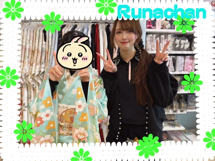 TAKAZEN堺店で水色の古典柄振袖ご着用のお客様のご紹介。