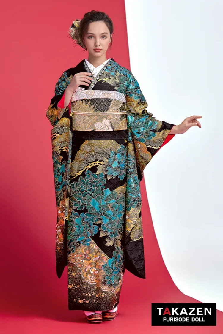 TAKAZEN東京表参道店Flagshipでレンタルできる牡丹のかっこいいお振袖。