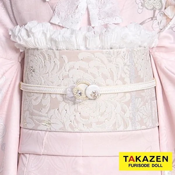 スワロフスキー付きくすみピンク帯　おしゃれ　かわいい　くすみカラー小物