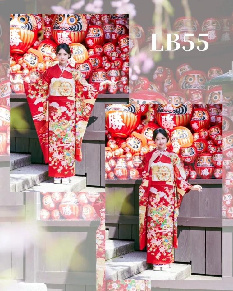 勝尾寺でTAKAZENのプレミアム古典の赤色のお振袖を天翔天音ちゃんにご着用いただきました。TAKAZEN東京表参道店Flagship