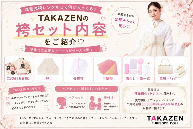 TAKAZENのレンタルのセット内容をご紹介しているイメージ画像