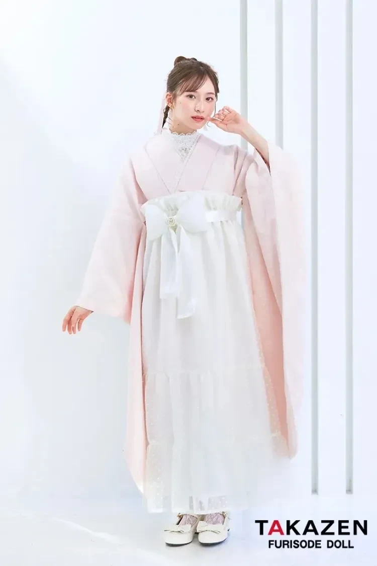 大阪梅田　卒業式の袴　かわいい袴　ピンク袴　ドレス袴