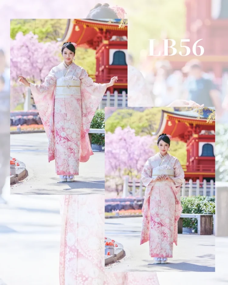 勝尾寺でTAKAZENのプレミアム古典のピンク色のお振袖を天翔天音ちゃんにご着用いただきました。TAKAZEN東京表参道店Flagship