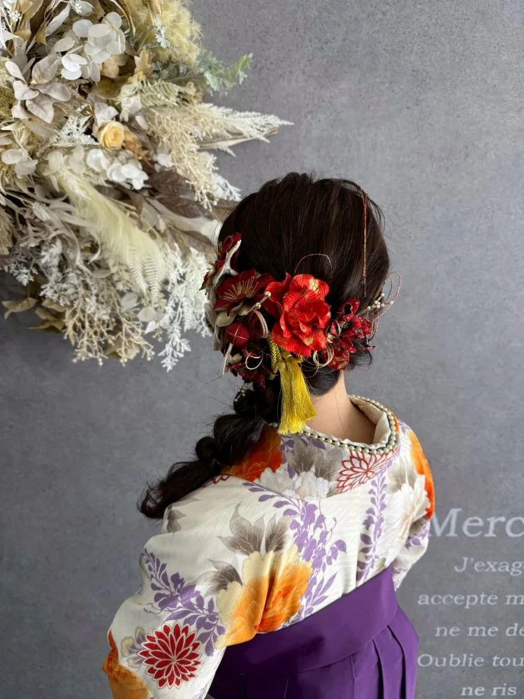 TAKAZEN奈良店で袴前撮りされたお客様のヘアアレンジ写真