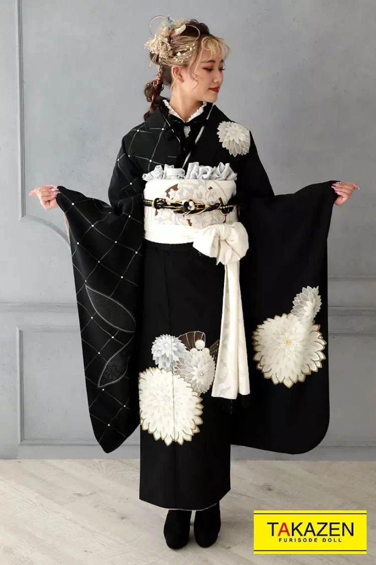 TAKAZEN姫路店　振袖　成人式　袴　卒業式　2027年卒業式袴　大学卒業式　姫路卒業式　モノトーンコーデ　モノトーン振袖　モノトーン袴　ストライプ柄　ヒョウ柄　千鳥柄　キルティング柄