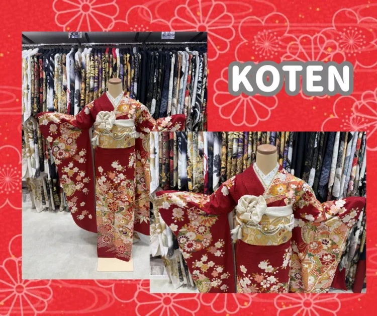 TAKAZEN神戸旧居留地店noakajiのお振袖華やかな柄が入っている正統派古典のお振袖のご紹介