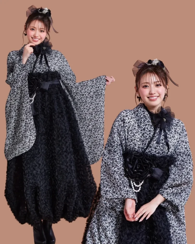 TAKAZENオリジナルヘップバーンシリーズモノトーンカラーのドレス袴