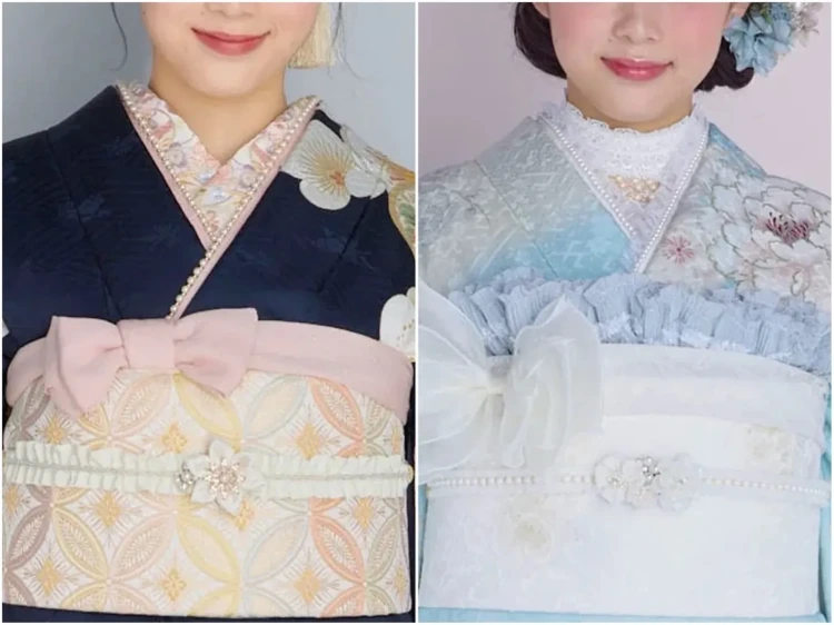 レースやパールの小物を使用した振袖コーデ