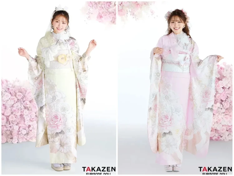 TAKAZEN奈良店の振袖で双子コーデ