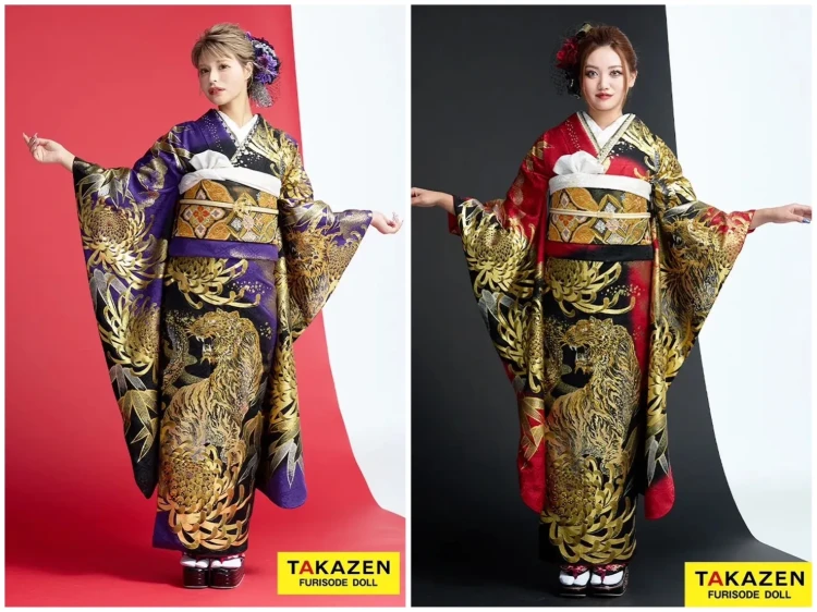 TAKAZEN奈良店の振袖で双子コーデ