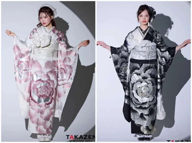 TAKAZEN奈良店の振袖で双子コーデ