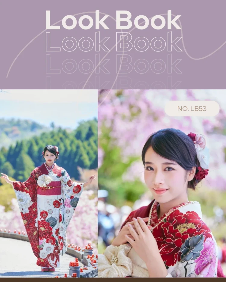 TAKAZENの振袖をご着用された天翔天音さんの勝尾寺でのLOOKBOOK撮影の様子