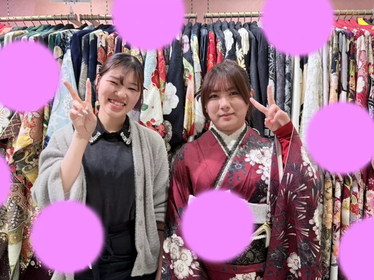 TAKAZEN姫路店　姫路市　成人式　卒業式　袴　振袖　イマドキ振袖　メーカーブランド　エンジ　深い赤　くすみ　レース　黒　ブランド　