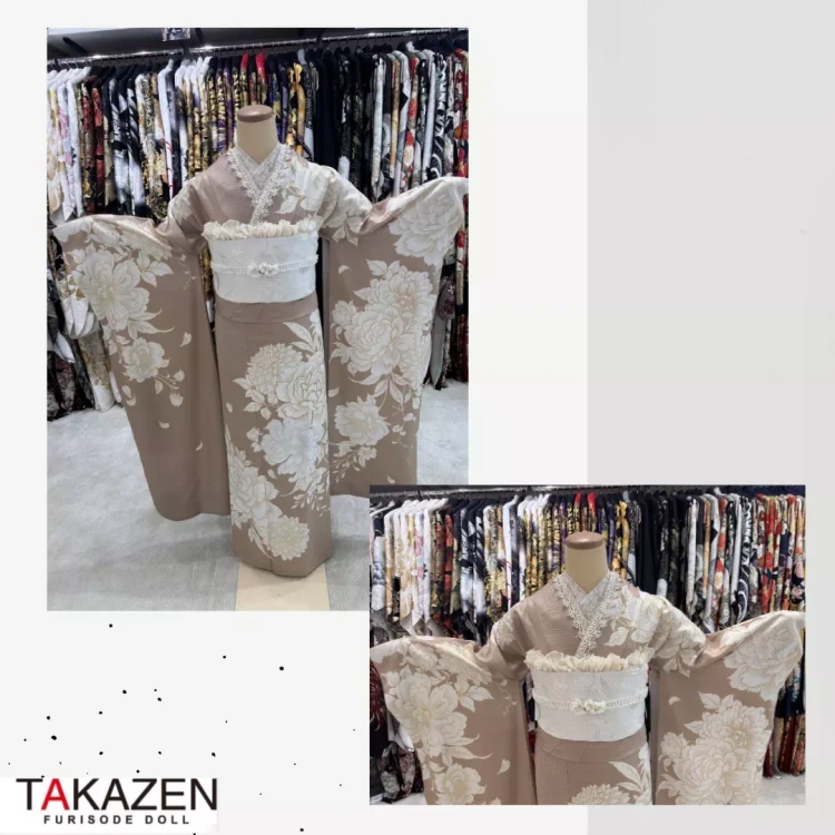 TAKAZEN神戸旧居留地店のトレンドくすにカラーのお振袖のコーディネートのご紹介