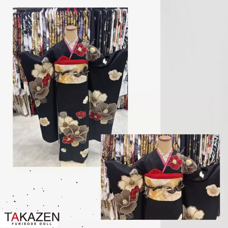 TAKAZEN神戸旧居留地店の黒色正統派古典柄のお振袖のご紹介