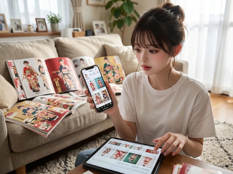 振袖を探している様子