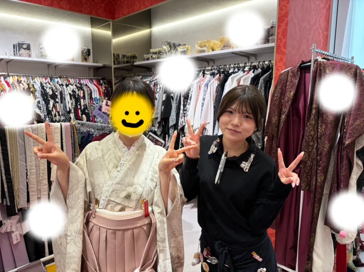 大阪梅田卒業式袴レンタル　ピンク色袴