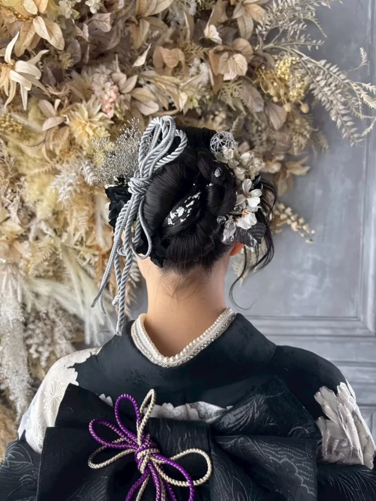 成人式　前撮り　梅田　ヘアスタイル　髪型　振袖ヘア