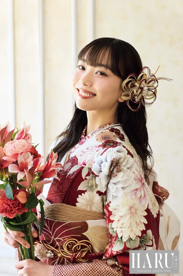 正統派古典 乱菊柄 赤白 大人っぽい振袖 王道 華やか 豪華【通販可