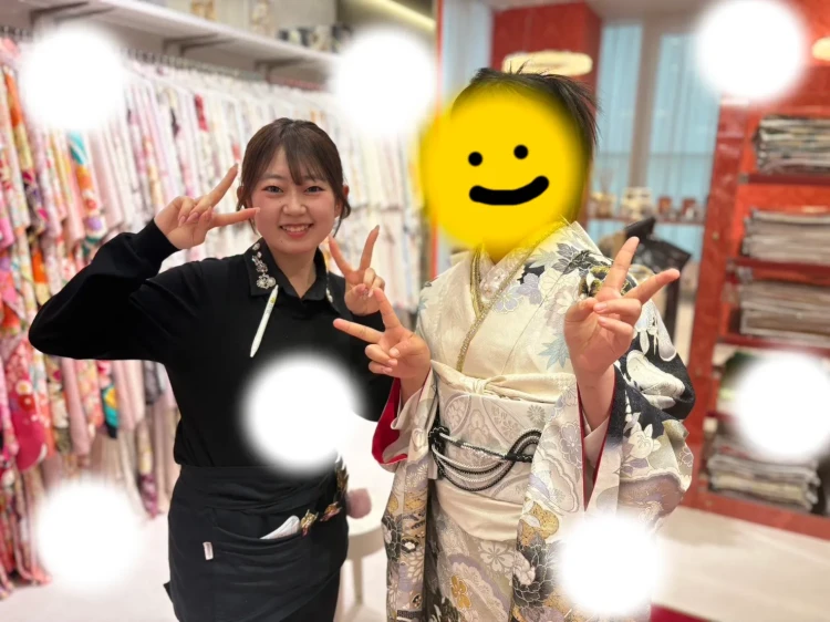 大阪梅田　成人式振袖レンタル　かっこいい振袖　白振袖