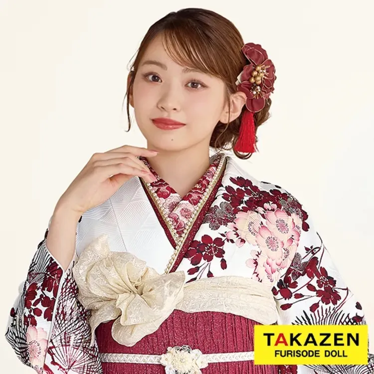 牡丹に八重桜おしゃれ刺繍衿