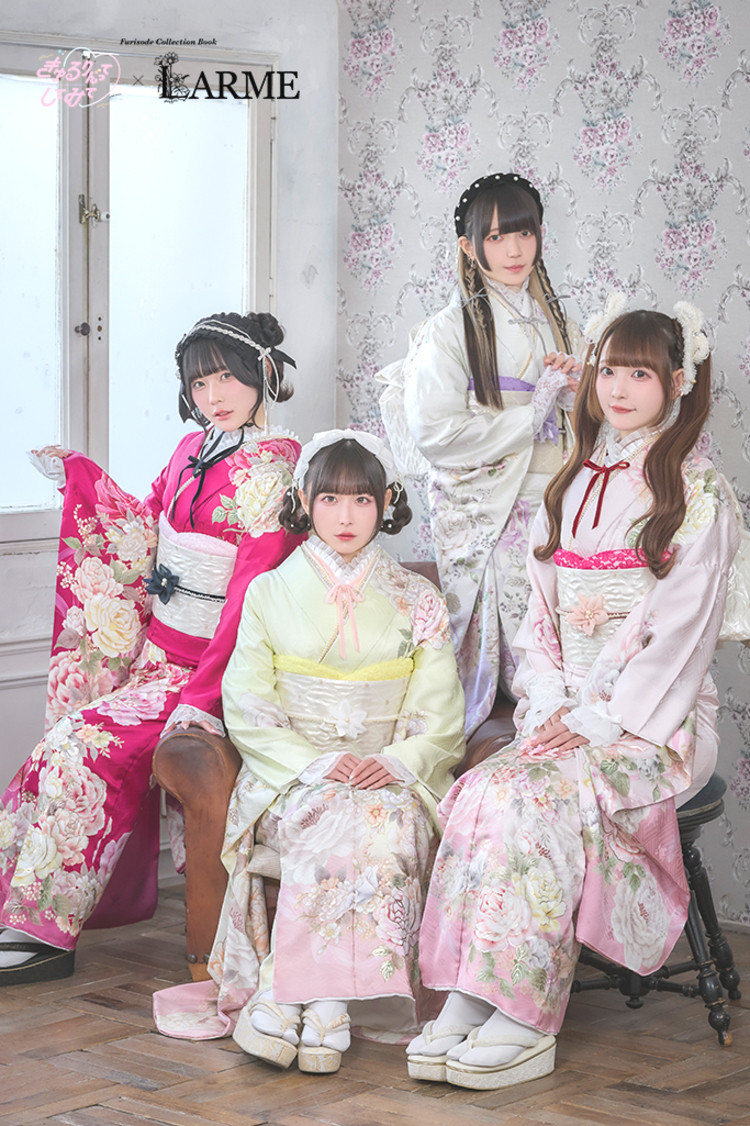 TAKAZENのレンタル振袖 きゅるりんってしてみて×LARME　ピンク　ローズ　地雷系振袖　ラブリー　ロリータ振袖　キュート【通販可】K1346