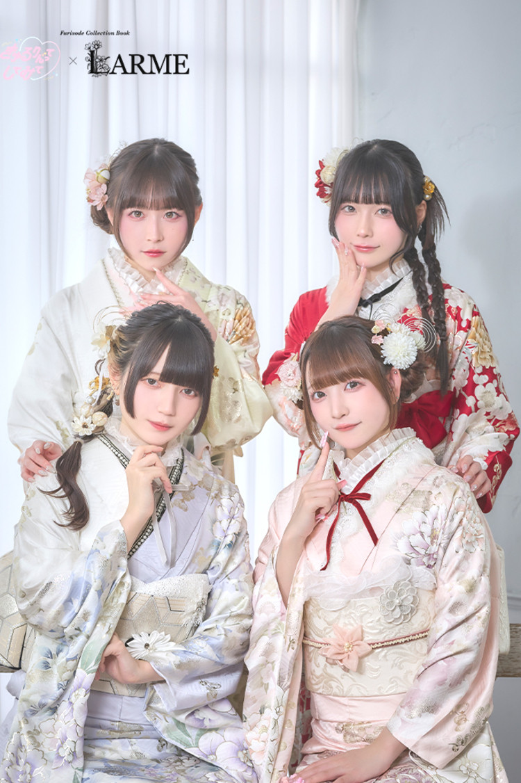 TAKAZENのレンタル振袖 きゅるりんってしてみて×LARME　赤　花柄　ガーリー　量産型　姫系　かわいい【通販可】K1348