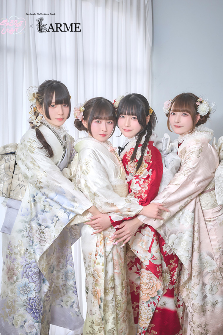 TAKAZENのレンタル振袖 きゅるりんってしてみて×LARME　赤　花柄　ガーリー　量産型　姫系　かわいい【通販可】K1348