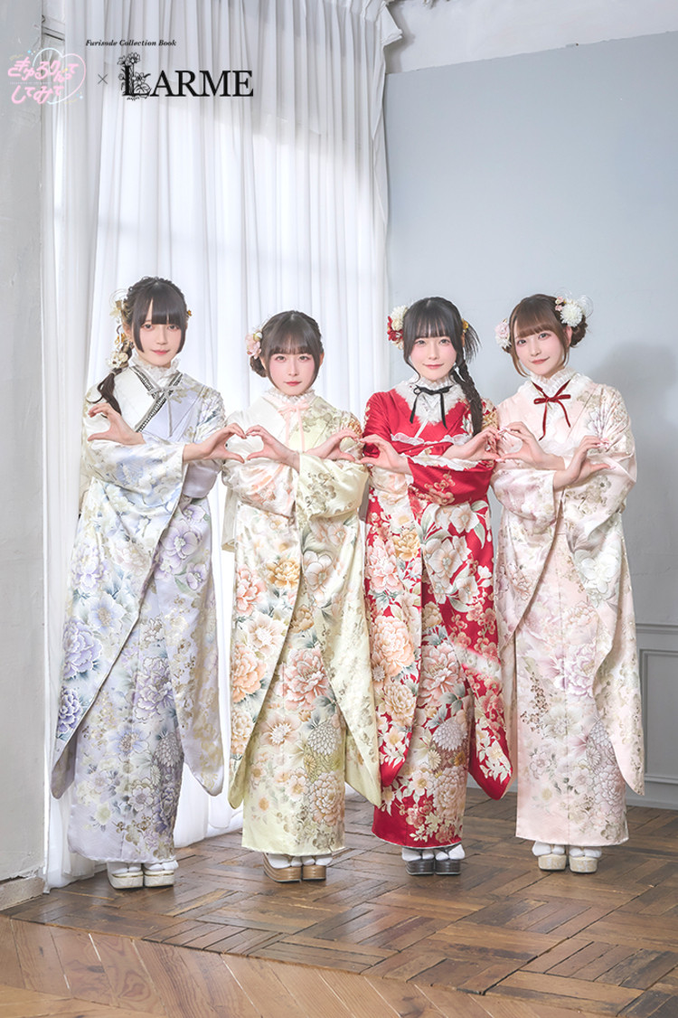 TAKAZENのレンタル振袖 きゅるりんってしてみて×LARME　赤　花柄　ガーリー　量産型　姫系　かわいい【通販可】K1348