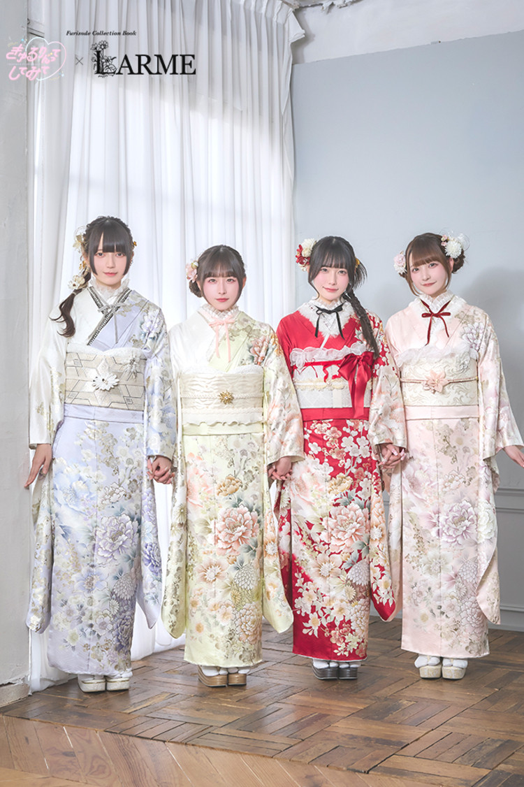TAKAZENのレンタル振袖 きゅるりんってしてみて×LARME　赤　花柄　ガーリー　量産型　姫系　かわいい【通販可】K1348