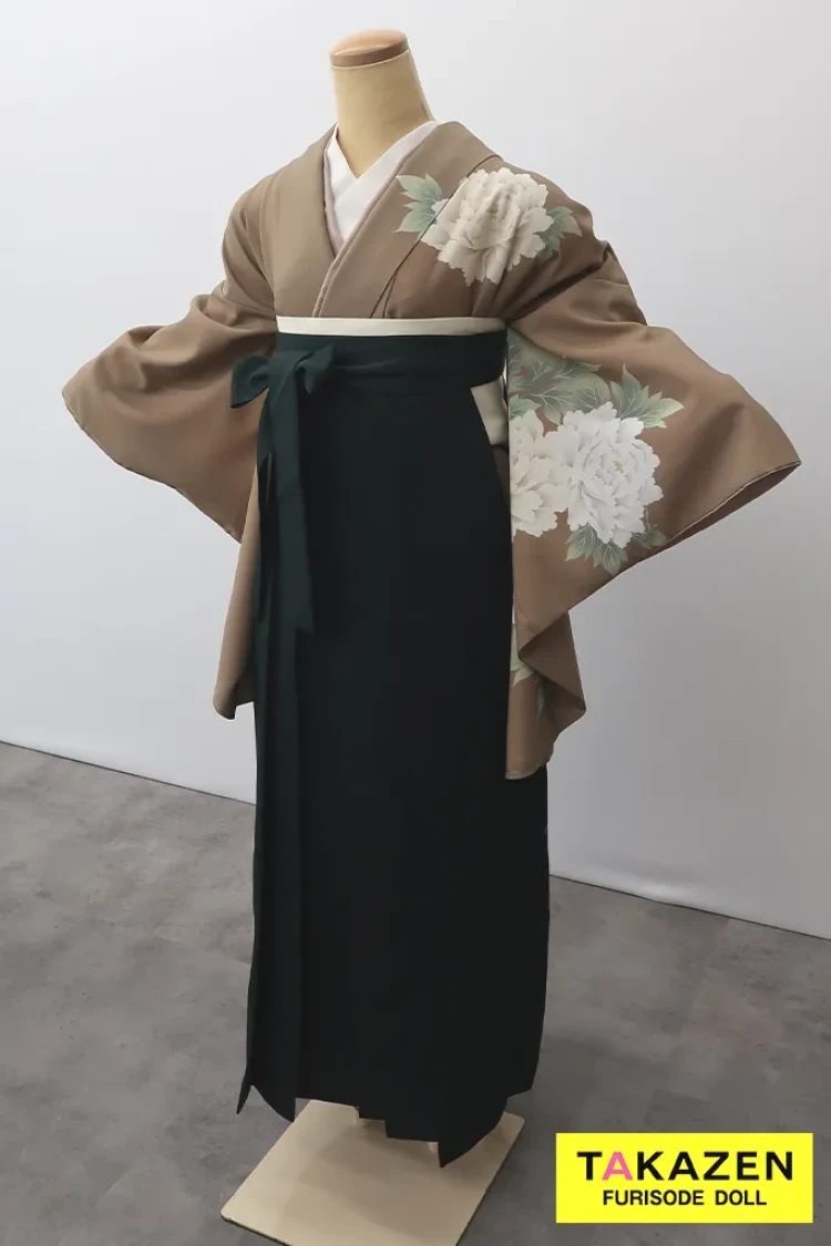 TAKAZENのレンタル袴 格安正統派古典袴 ブラウン シンプル 大人っぽい くすみ系 おしとやか【通販可】Y51