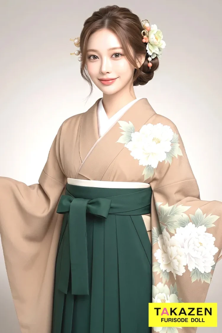 TAKAZENのレンタル袴 格安正統派古典袴 ブラウン シンプル 大人っぽい くすみ系 おしとやか【通販可】Y51