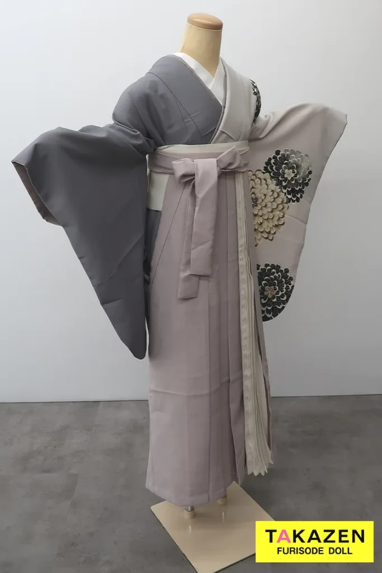 TAKAZENのレンタル袴 格安正統派古典袴　くすみグレー/ラベンダー　シンプル　大人っぽい　教員袴【通販可】Y53