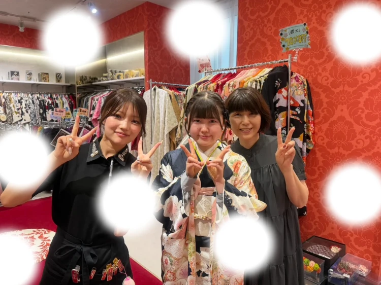 成人式　振袖レンタル　フォトプラン　くすみカラー　紺色振袖