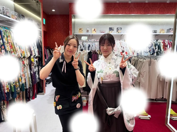 大阪で袴のレンタルするならTAKAZEN梅田本店　ピンク×ブラウンでオシャレな袴