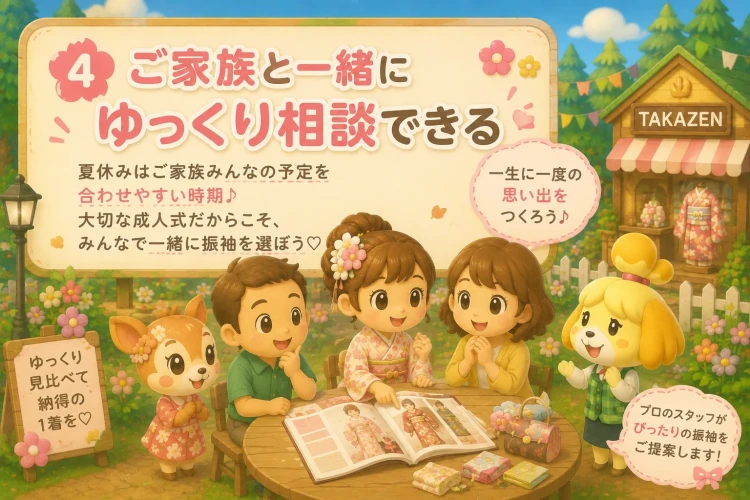 振袖を家族とゆっくり選ぶ