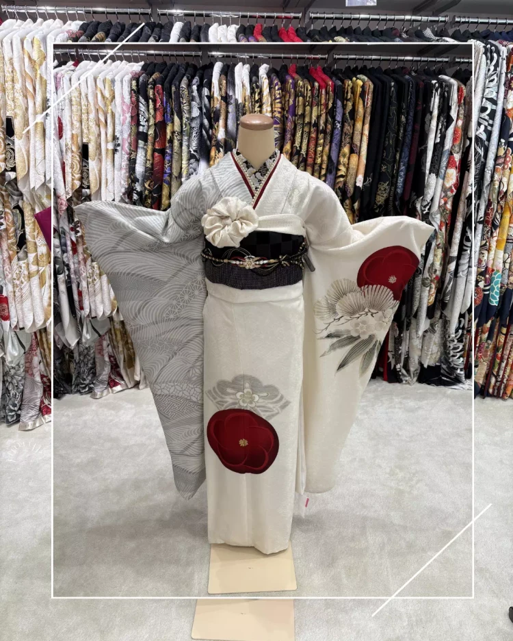 白地シンプルヴィンテージレトロお振袖