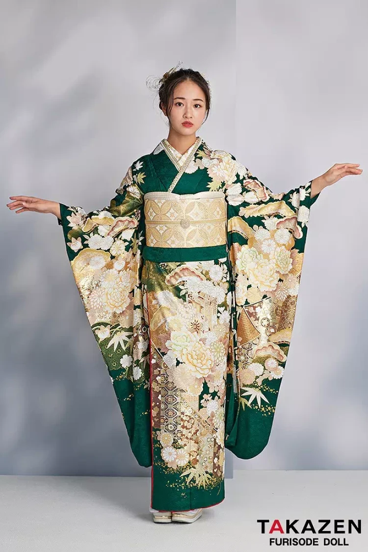 関芳の緑の振袖
