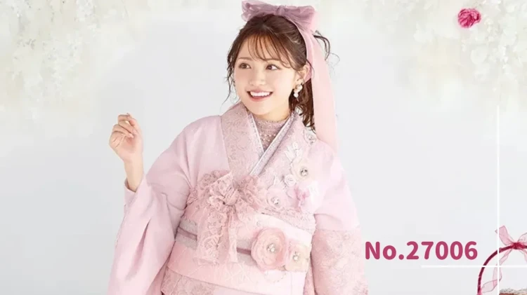 立体花付きヘップバーンシリーズピンクシュシュのお振袖紹介❤️