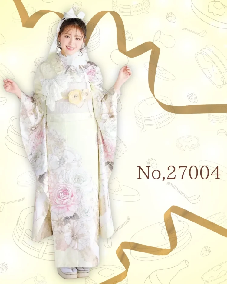 TAKAZENオリジナルのヘップバーンシリーズ鮮やかな黄色のお振袖のコーデ