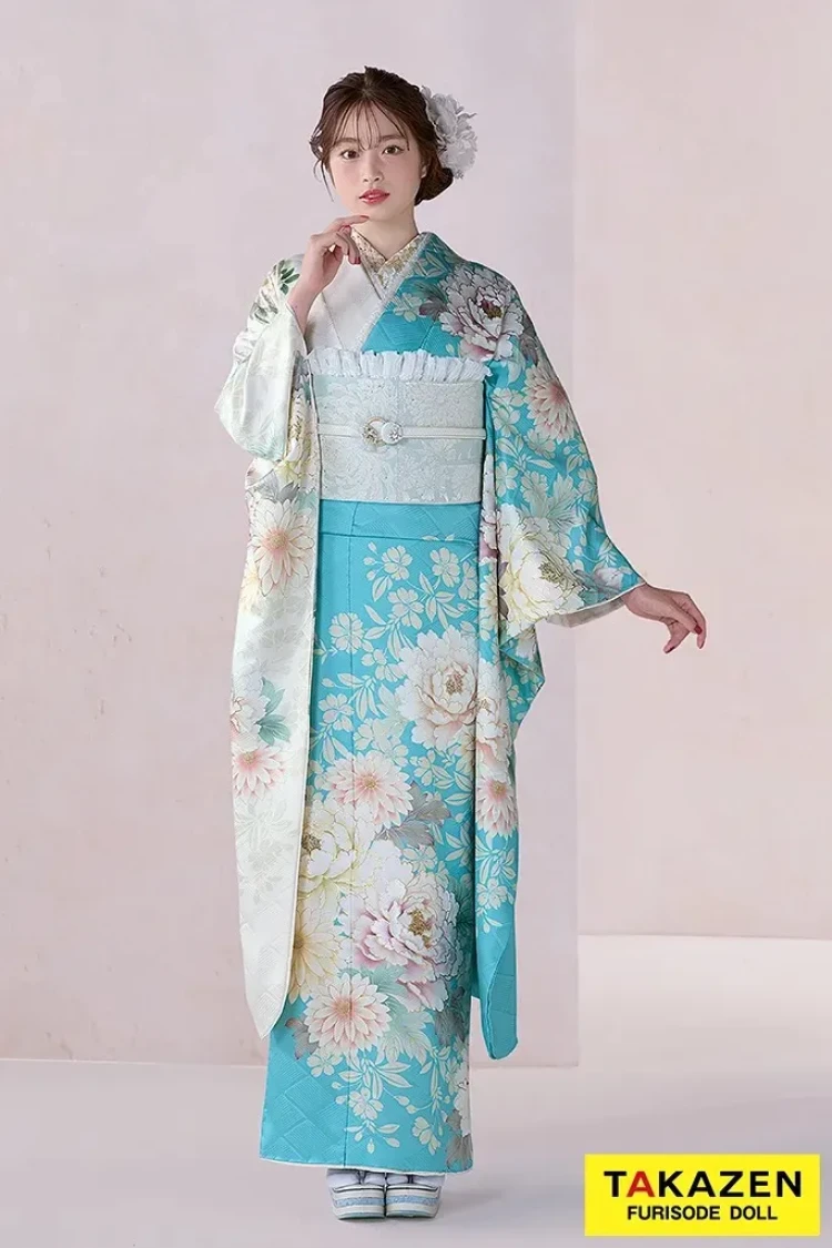 さわやかくすみブルーのお振袖ご紹介