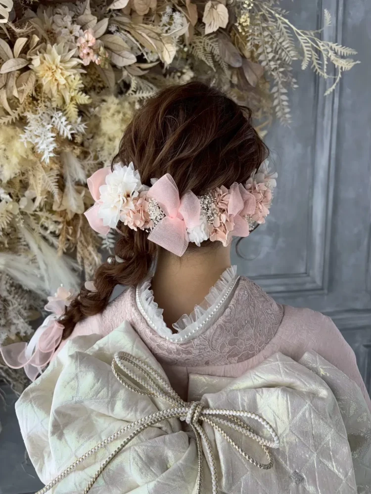 振袖に合うかわいいヘアアレンジ特集　ふわふわ編みおろし