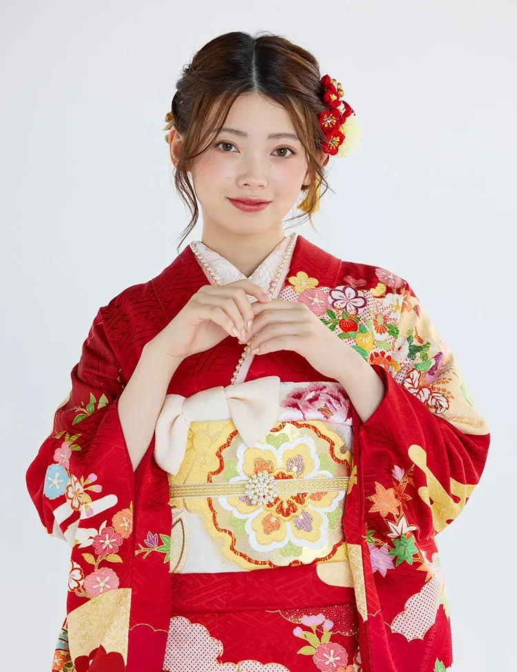 TAKAZEN神戸旧居留地店　赤色振袖コーディネート　TAKAZEN成人式振袖レンタル