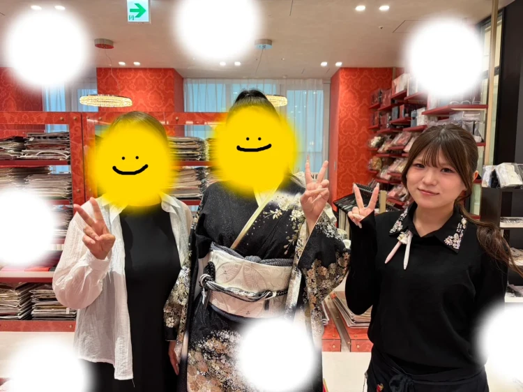 成人式　前撮り　梅田　振袖レンタル　袴レンタル　家族写真　前撮り撮影会　黒　キラキラ　かっこいい