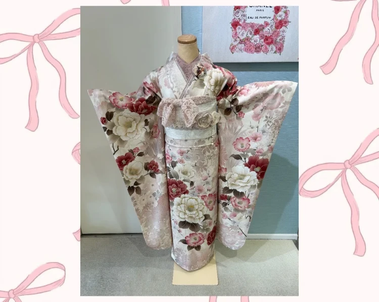 TAKAZEN堺店スタッフオススメくすみガーリーのお振袖全身コーディネート紹介