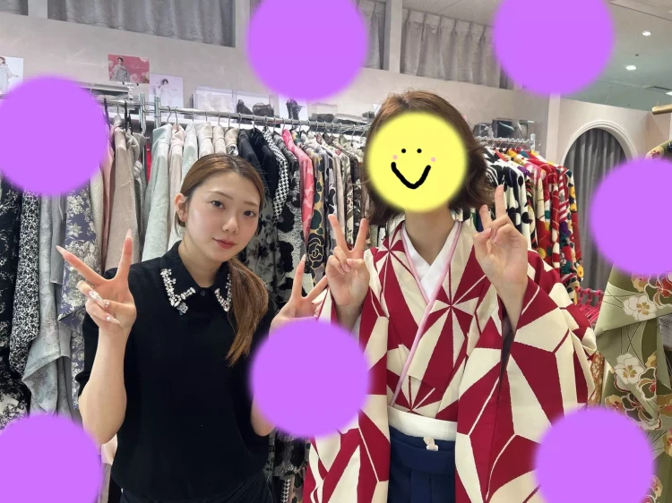 エンジの麻柄の大人っぽいお客様紹介