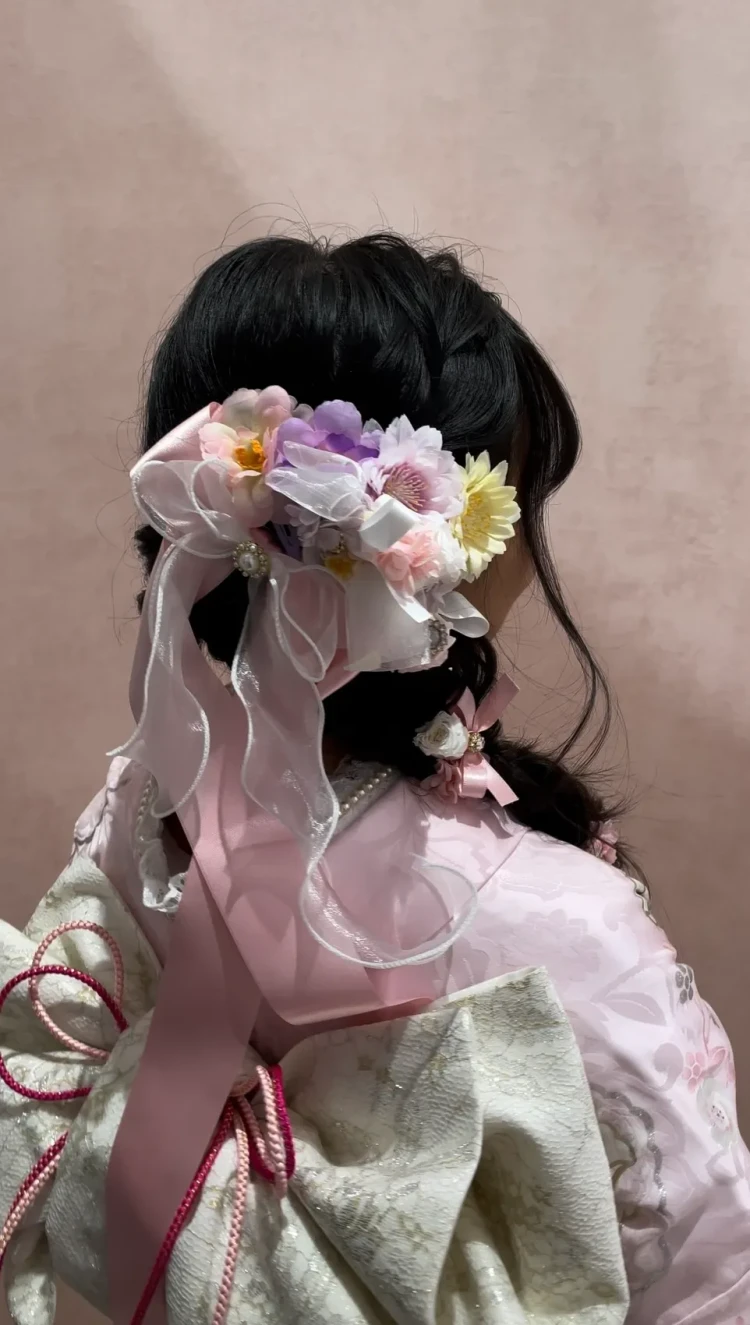 編みおろし×リボンヘアアレンジご紹介